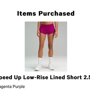 Lululemon Speed Up Low Rise lined short 2.5”